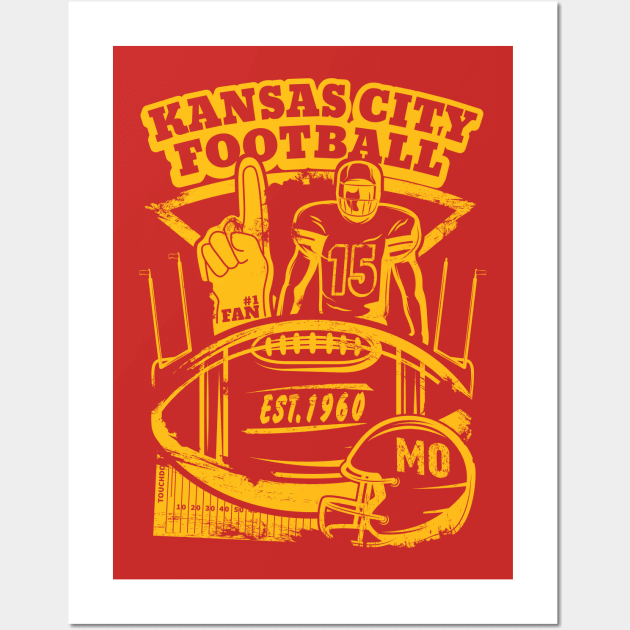 Kansas City Retro Vintage KC Football Missouri 2021 Gift Wall Art by JJDezigns